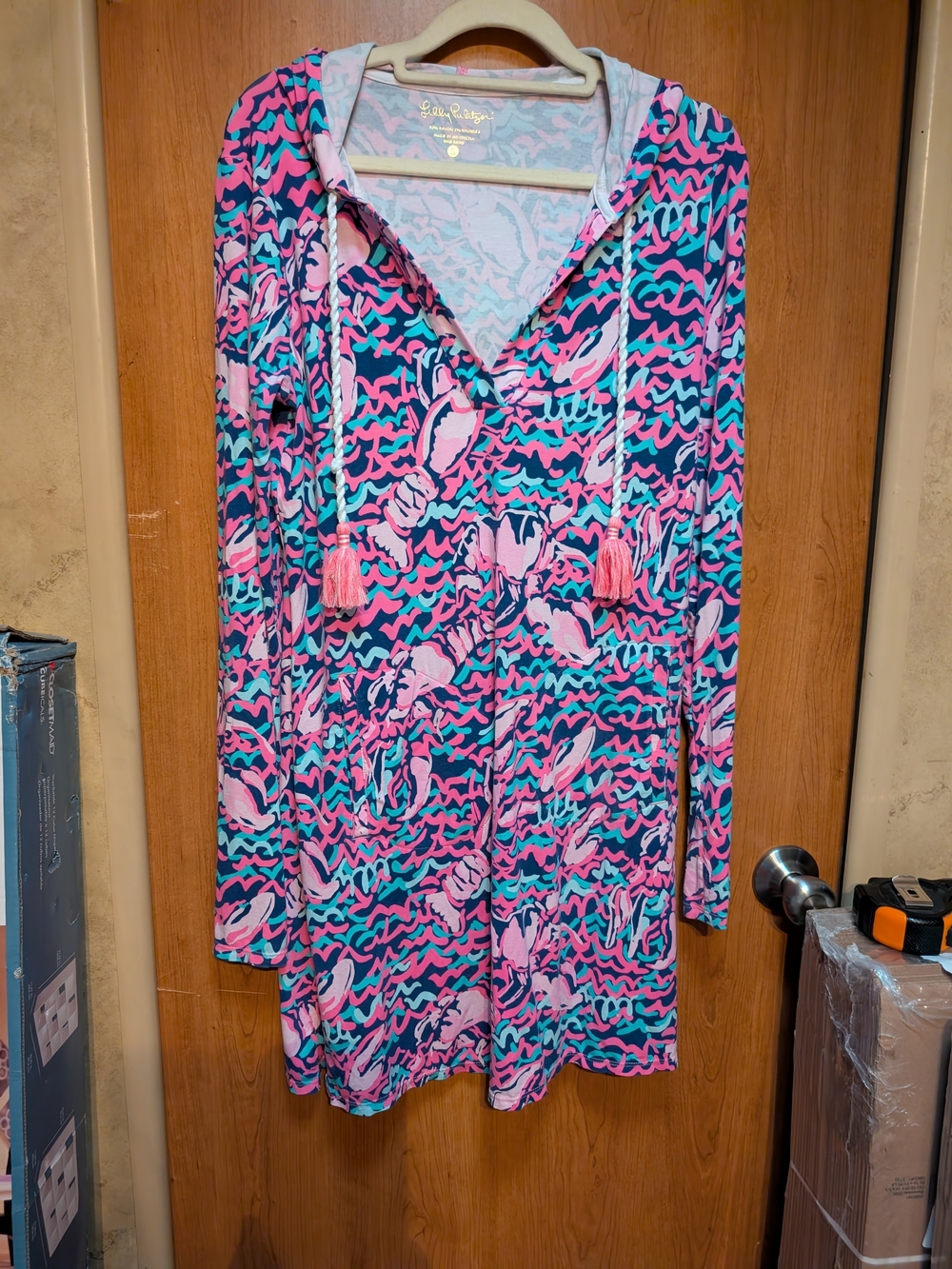 Lilly Pulitzer Pink and Teal Abstract Print Coverup/Sundress